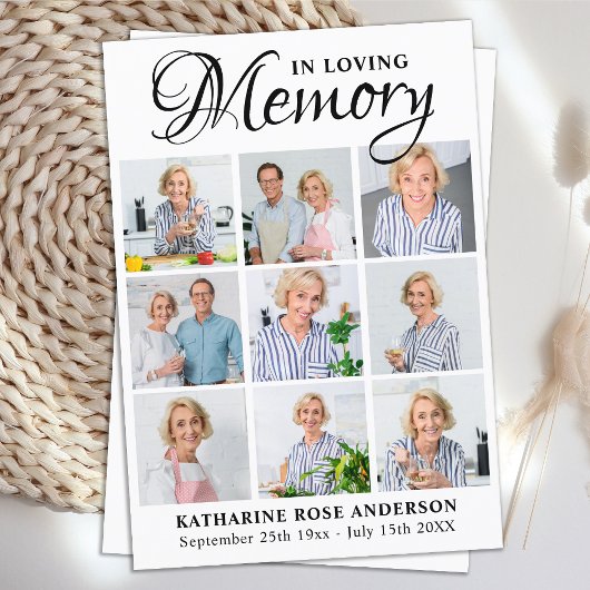 メモリアル9フォトコラージュ葬儀祈りの言葉カード