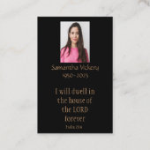 メモリアル・サービス招待状バイブル・クリスチャン 名刺 (裏面)