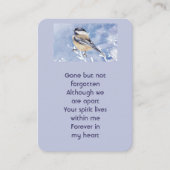 メモリアル ヒヨドリ 鳥 冬の雪の木 名刺 (正面)