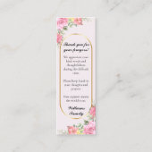 メモリアル ピンク フローラル ブラッシュ 祈念カード コーリングカード (正面)