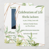 メモリアル フォト カスタム グリーンフォリア 植物アート 招待状 (正面/裏面)