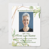 メモリアル フォト カスタム グリーンフォリア 植物アート 招待状 (裏面)