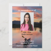 メモリアル フォト カヤック カヤッキング パドリング 湖 夕焼け 招待状 (裏面)