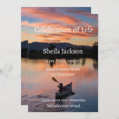 メモリアル フォト カヤック カヤッキング パドリング 湖 夕焼け 招待状 (正面/裏面)