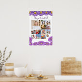 メモリアル フォト コラージュ パープル ガーベラ ポスター (キッチン)