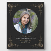 メモリアル フォト ブラック ゴールド デコレーション フォトプラーク (正面)