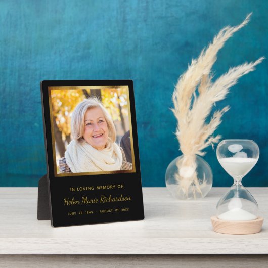 メモリアル フォト 記念品 モダン エレガント ゴールド フォトプラーク (側面)