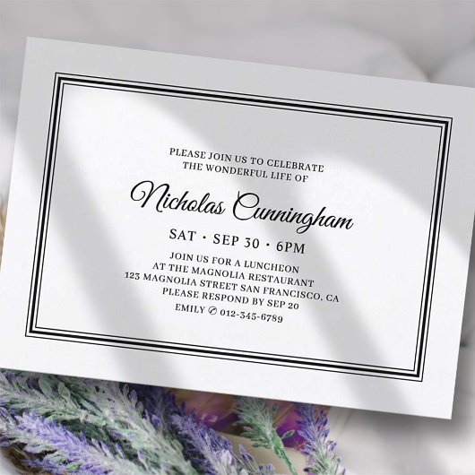 メモリアル・フューネラル・クラシック・シンプル・エレガント 招待状