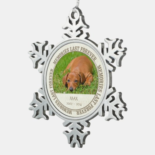 メモリアル-ペットの紛失-カスタム写真/名前 スノーフレークピューターオーナメント (右)