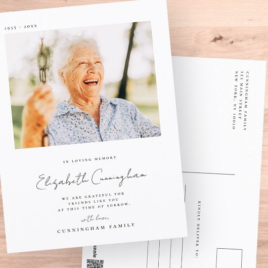 メモリアル ラビング メモリー エレガント シンプル モダン フォト ポストカード