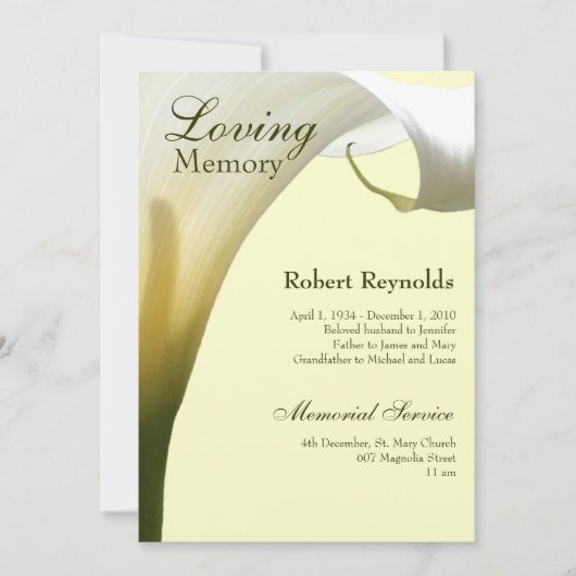 メモリアル/告知 招待状 (正面)