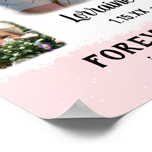 メモリアル 思い出の縁 ぼかし写真 コラージュ ピンク ポスター (角)