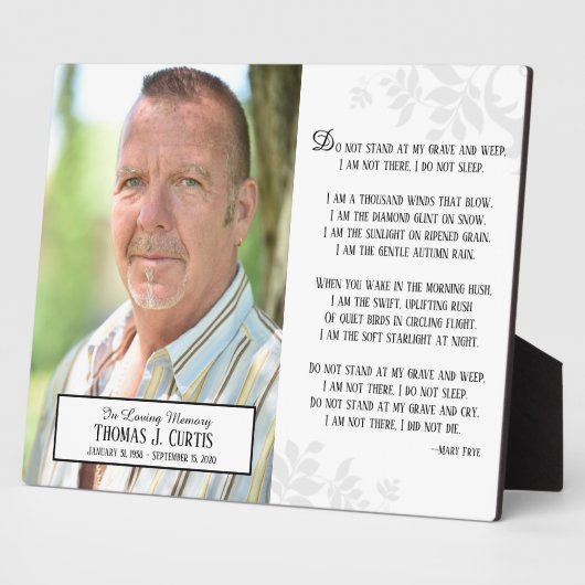メモリアル　私の墓に立って泣かないで　プレート フォトプラーク (側面)
