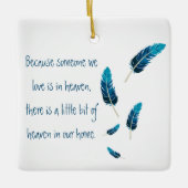 メモリアル |羽毛 |青 |セラミックオーナメント セラミックオーナメント (正面)