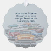 メモリアル 記念 クラシック ヴィンテージ カー オーナメントカード (裏面)