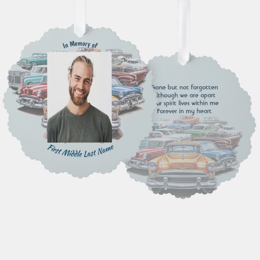 メモリアル 記念 クラシック ヴィンテージ カー オーナメントカード (正面/裏面)