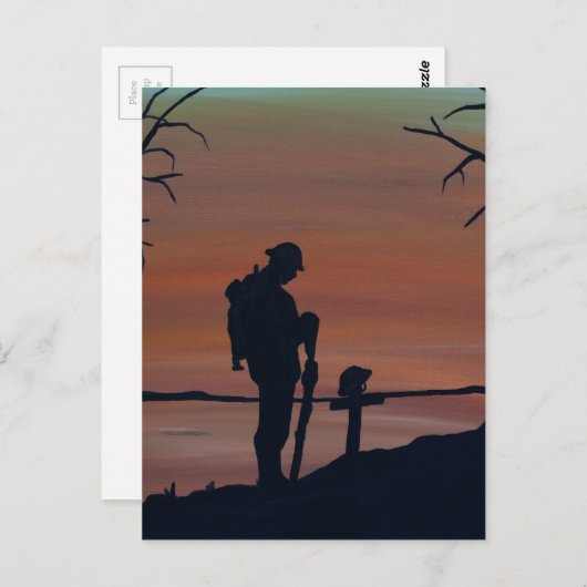 メモリアル、退役軍人の日、シルエットソリダーで無料 ポストカード (正面/裏面)