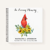 メモリアル（鳥）ショウジョウコウカンチョウひまわり葬式ゲストブック ノートブック (正面)