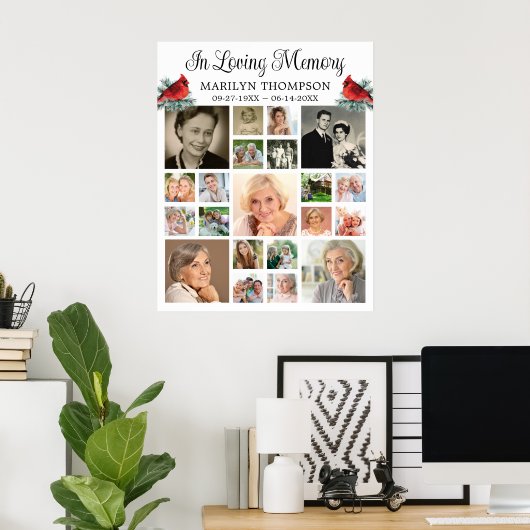 メモリアル(鳥)ショウジョウコウカンチョウパイン21フォトコラージュ ポスター (ホームオフィス)