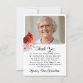 メモリアル（鳥）ショウジョウコウカンチョウフローラ写真ありがとう サンキューカード (正面)