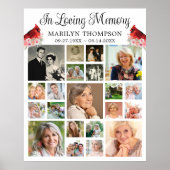 メモリアル（鳥）ショウジョウコウカンチョウフローラ21フォトコラージュ ポスター (正面)