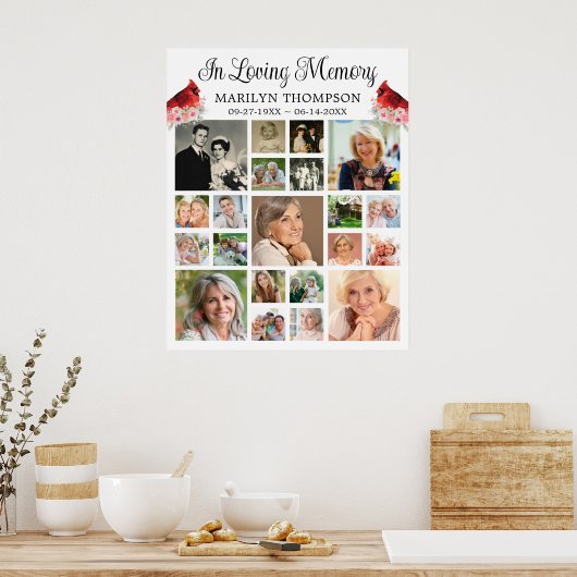 メモリアル（鳥）ショウジョウコウカンチョウフローラ21フォトコラージュ ポスター (キッチン)