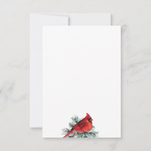 メモリアル（鳥）ショウジョウコウカンチョウ水彩エバーグリーンサンキュー サンキューカード (裏面)