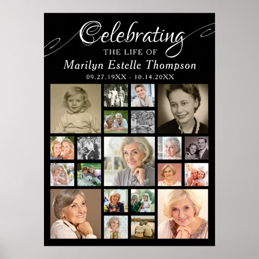 メモリアル　２１歳　フォト　ブラック　を称える式 ポスター (正面)