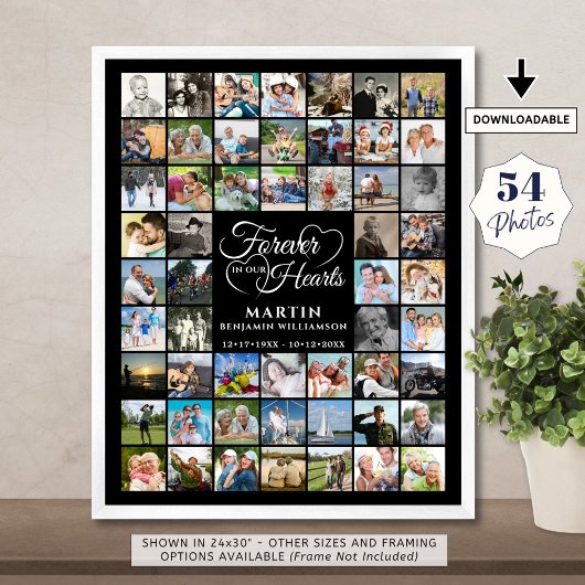 メモリアル 54  フォト コラージュ  永远に私たちの心の中に ポスター