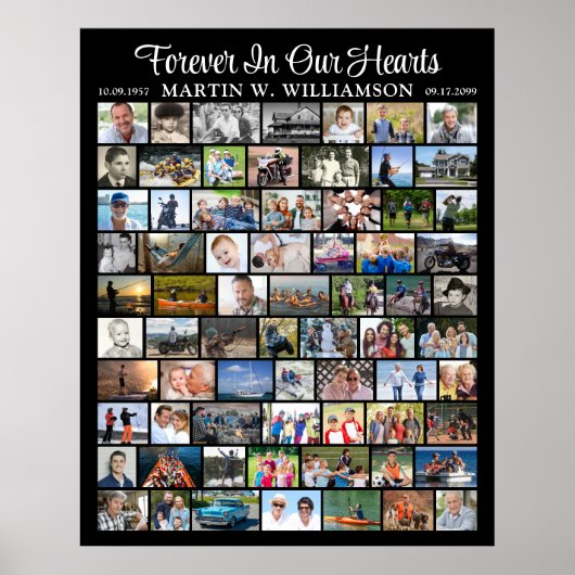 メモリアル 70 フォト コラージュ シンプル カスタム ポスター (正面)