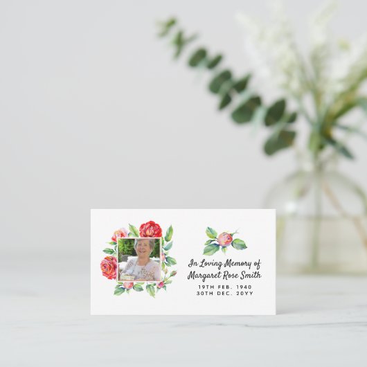 メモリアルPHOTO忌引きカードバラ損失メモリ 名刺 (スタンド正面)