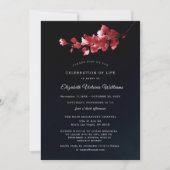 メモリエレガントアルブラックアンドレッドフローラ招待状  サンキューカード (正面)