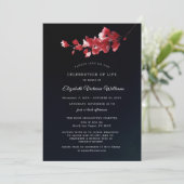 メモリエレガントアルブラックアンドレッドフローラ招待状  サンキューカード (スタンド正面)