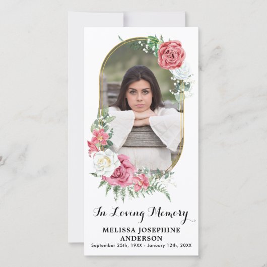 メモリエレガントフローラフォト祈りの言葉ブックマークカード (正面)