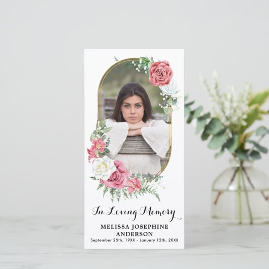 メモリエレガントフローラフォト祈りの言葉ブックマークカード (スタンド正面)