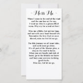 メモリエレガントフローラフォト祈りの言葉ブックマークカード (裏面)