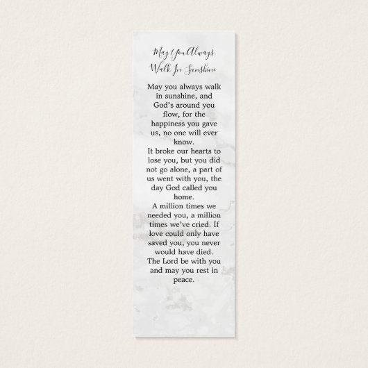 メモリエレガントー3写真葬儀祈りの言葉ブックマーク (裏面)