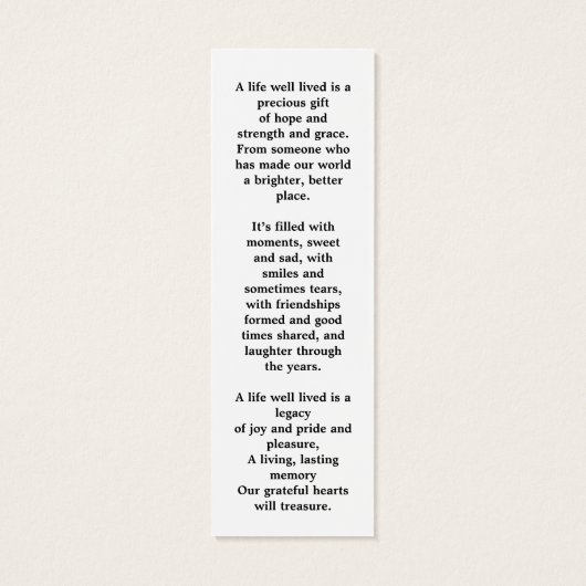 メモリエレガントー3写真葬式祈りの言葉ブックマーク (裏面)