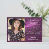 メモリカスタムアル写真パープル大理石葬儀 サンキューカード (スタンド正面)