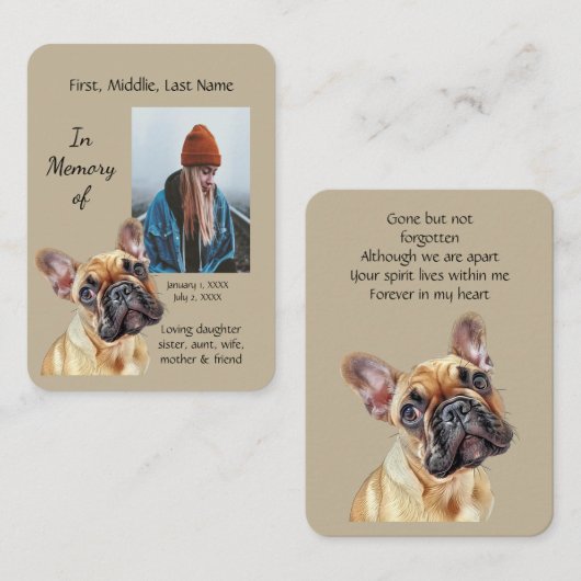 メモリカードウォーターフランスのカラーブルドッグ 名刺 (正面/裏面)