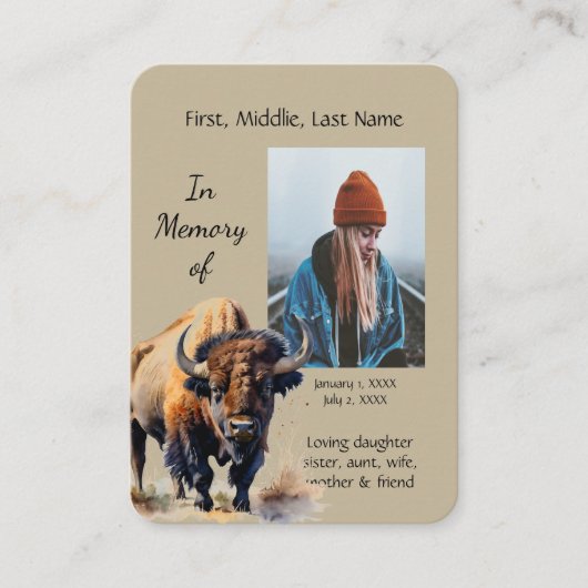 メモリカードウォーター色バイソン動物 名刺 (正面)