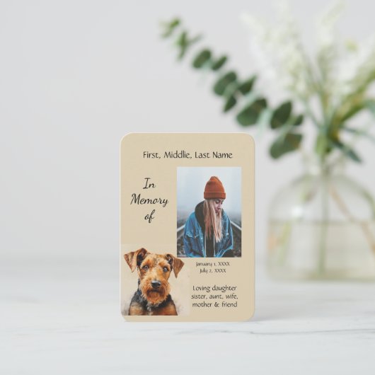 メモリカードエアデールテリア犬のオーナー 名刺 (スタンド正面)