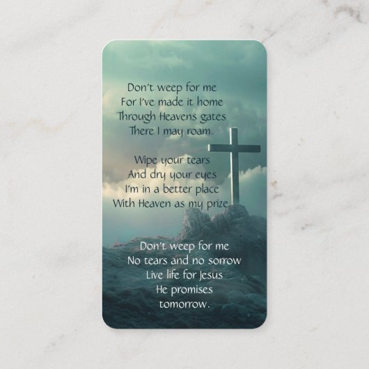 メモリカードクリスチャン・クロス・オン・ザ・ヒル 名刺 (裏面)