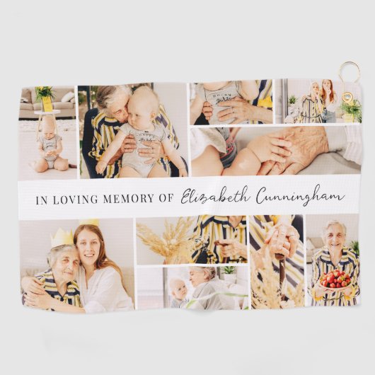 メモリシンプルアルモダンミニマル10フォトコラージュ ゴルフタオル (横)