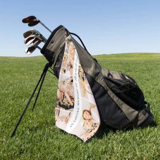 メモリシンプルアルモダンミニマル10フォトコラージュ ゴルフタオル (グリーン)