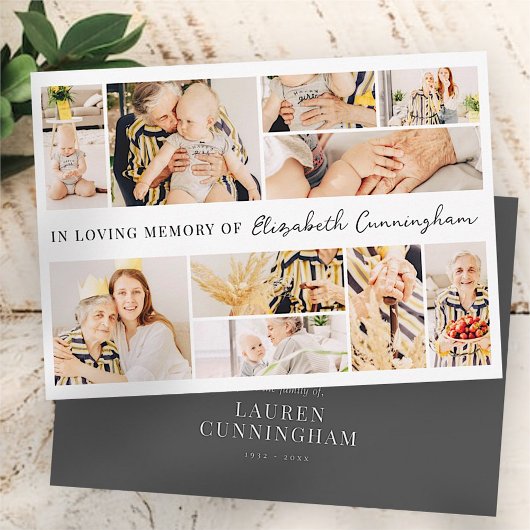 メモリシンプルアルモダンミニマル10フォトコラージュ サンキューカード