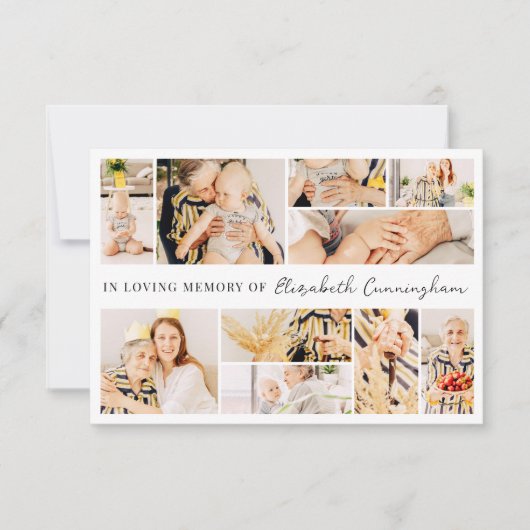 メモリシンプルアルモダンミニマル10フォトコラージュ サンキューカード (正面)