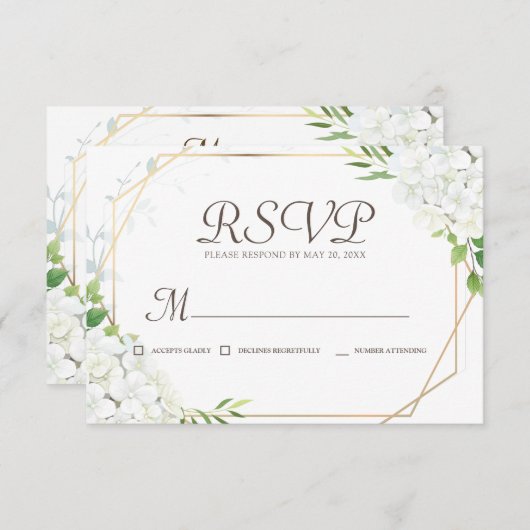 メモリシンプルーフローラ幾何学模様 出欠カード (正面/裏面)