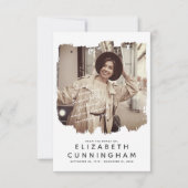 メモリシンプルーモダンフレームカスタム写真 サンキューカード (正面)