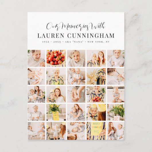 メモリシンプルーモダンミニマル25フォトコラージュ ポストカード (正面)